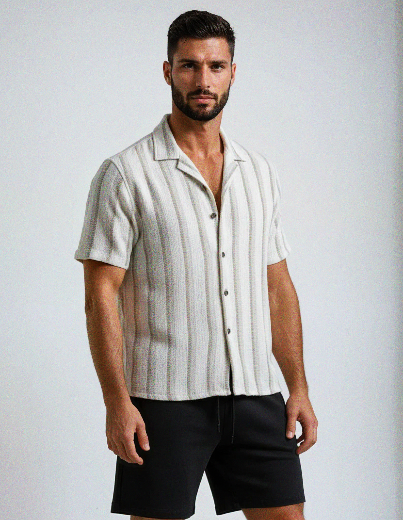 Camisa tejido textura de Lino - Baige