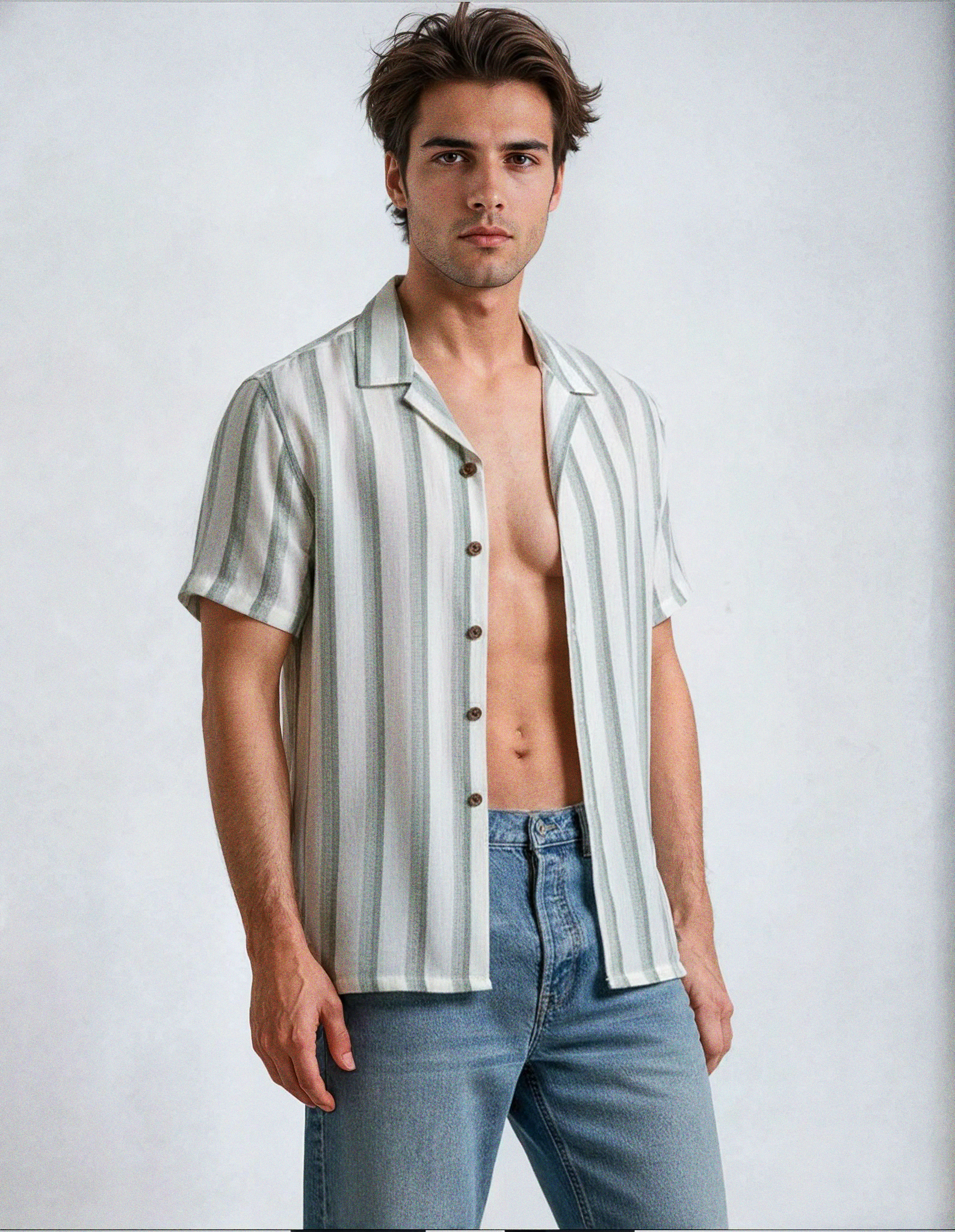 Camisa tejido textura - Gris verde