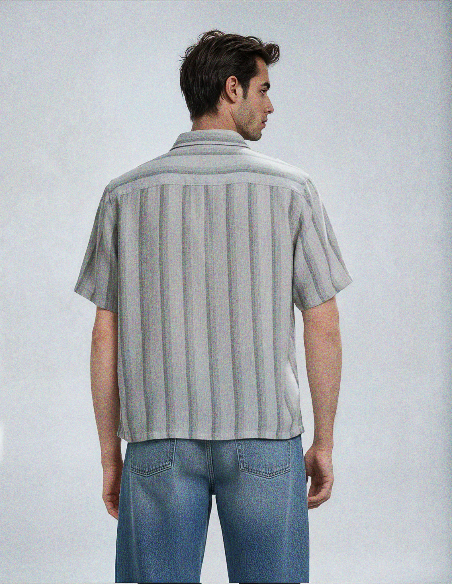 Camisa tejido textura - Gris verde