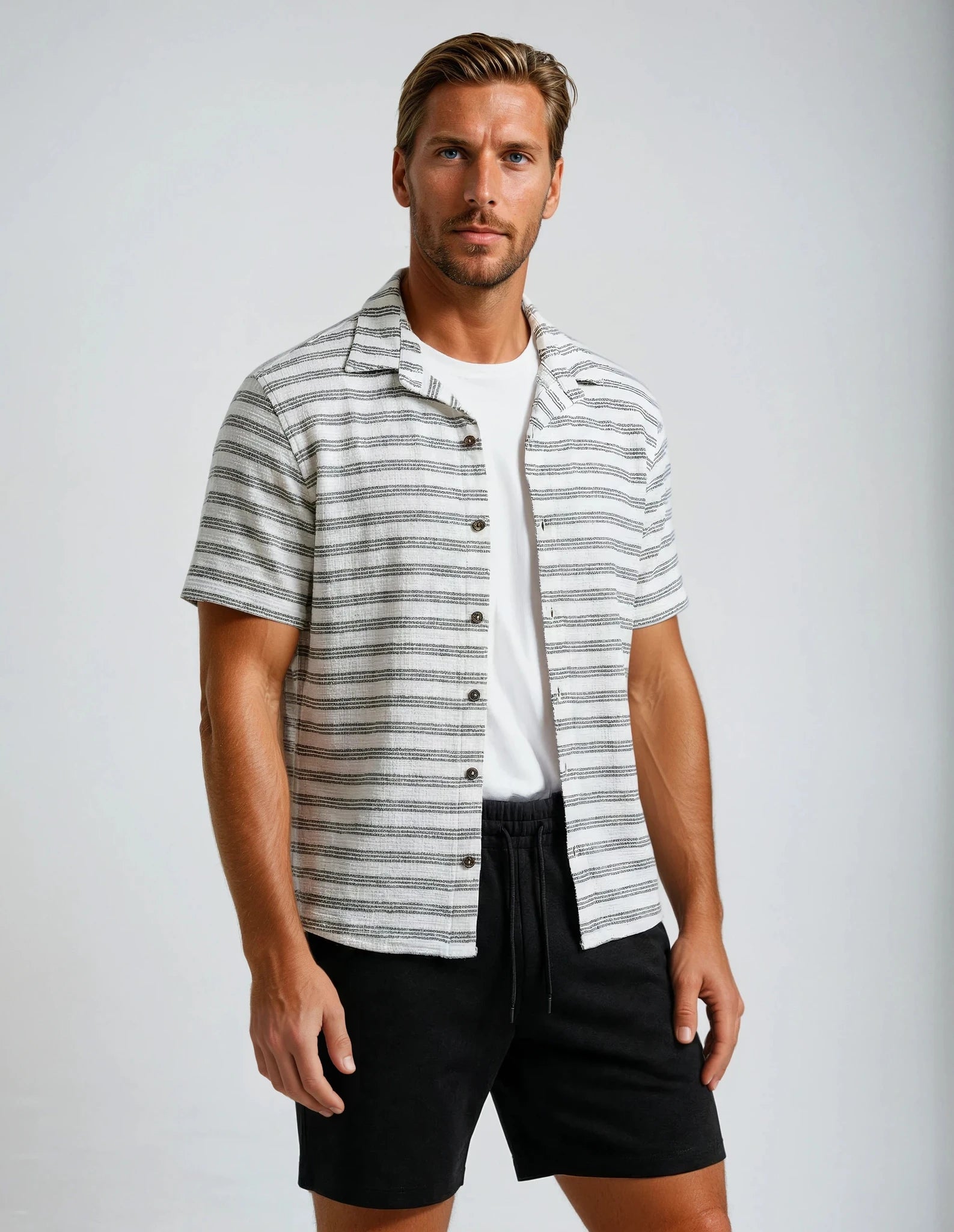 Camisa tejido textura de algodón - Azul