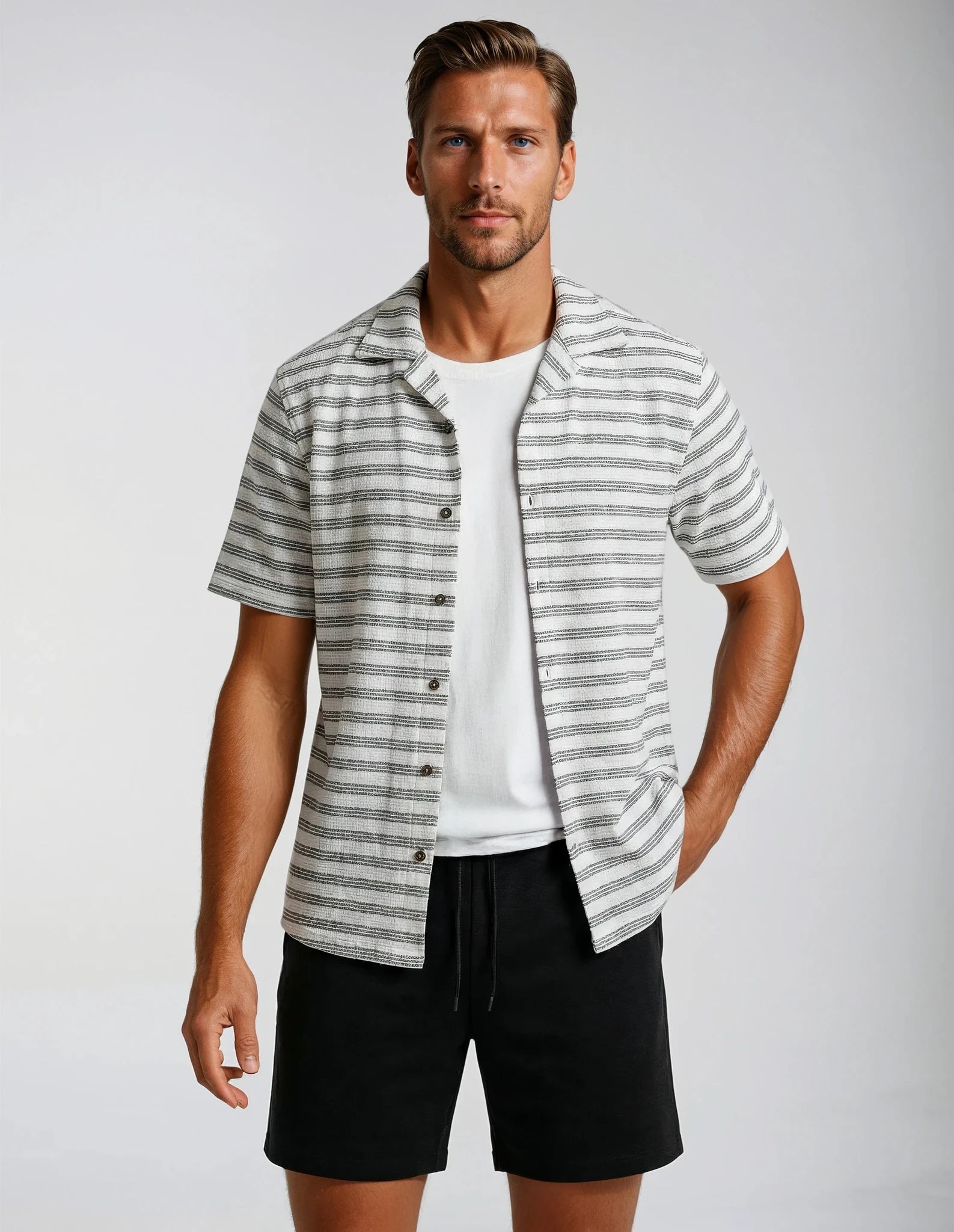 Camisa tejido textura de algodón - Azul