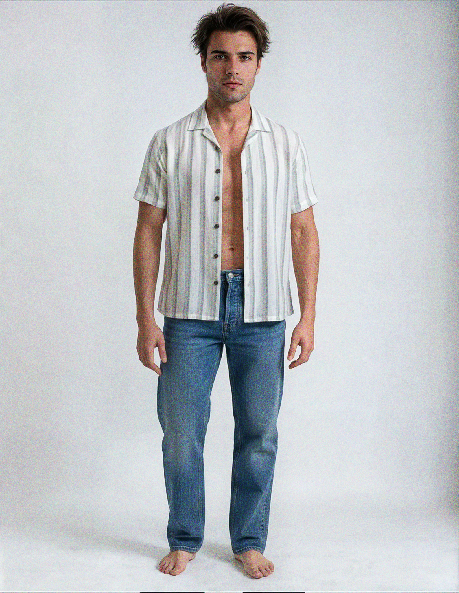 Camisa tejido textura - Gris verde