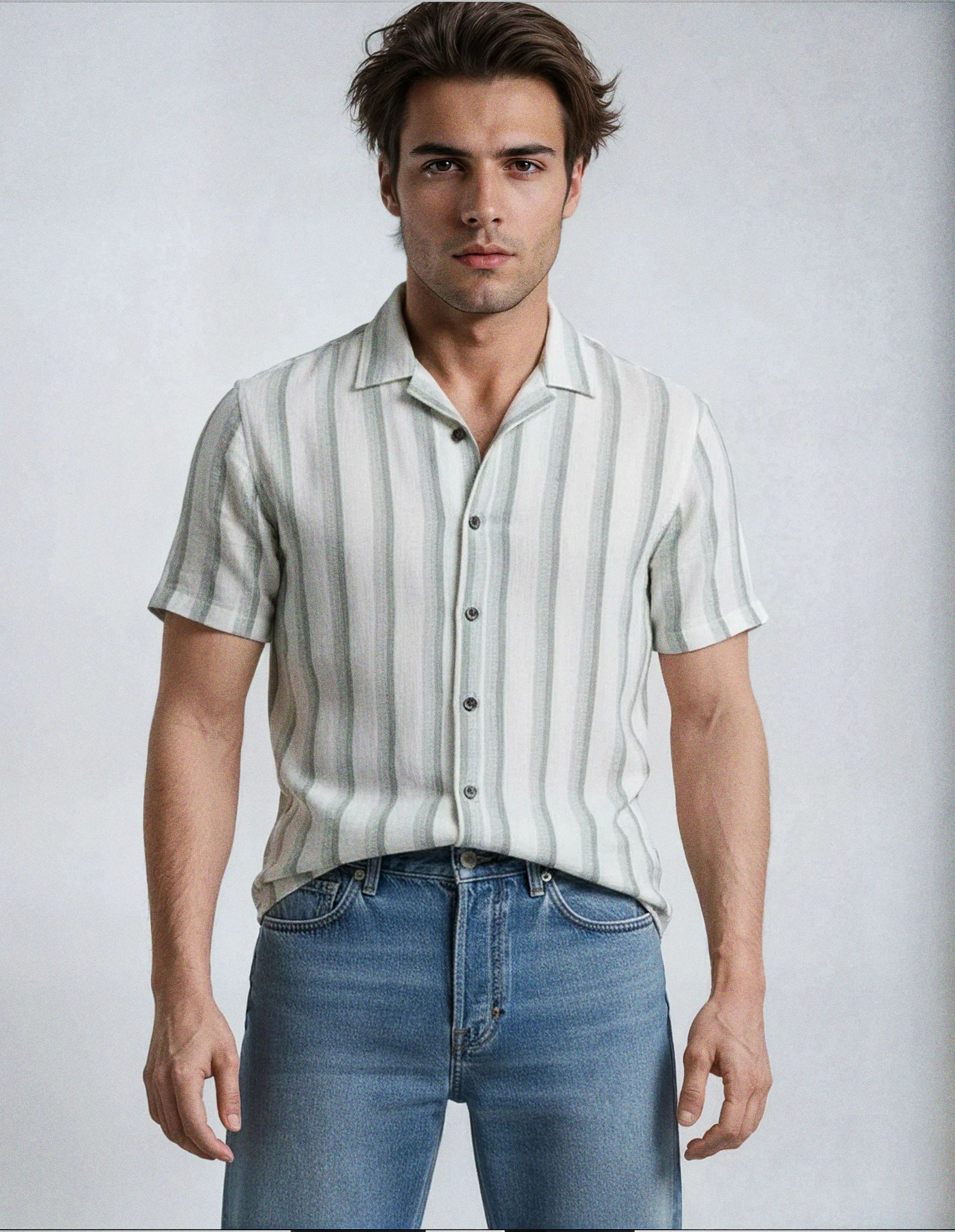 Camisa tejido textura - Gris verde